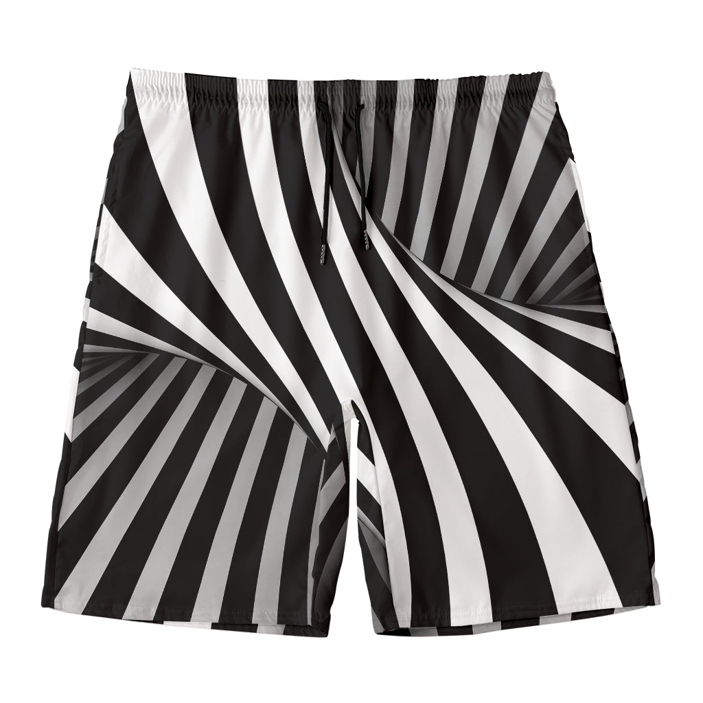 Black And White Twist Illusion Print Men's Swim Trunks