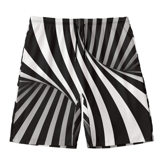 Black And White Twist Illusion Print Men's Swim Trunks