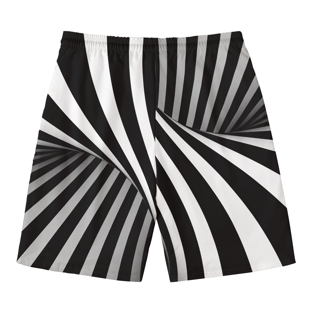 Black And White Twist Illusion Print Men's Swim Trunks
