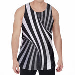 Black And White Twist Illusion Print Men's Velvet Tank Top
