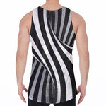 Black And White Twist Illusion Print Men's Velvet Tank Top