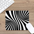 Black And White Twist Illusion Print Mouse Pad