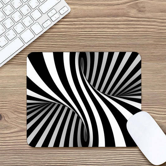Black And White Twist Illusion Print Mouse Pad