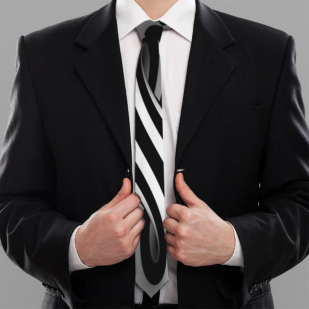 Black And White Twist Illusion Print Necktie