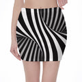 Black And White Twist Illusion Print Pencil Mini Skirt