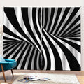 Black And White Twist Illusion Print Pencil Pleat Curtains