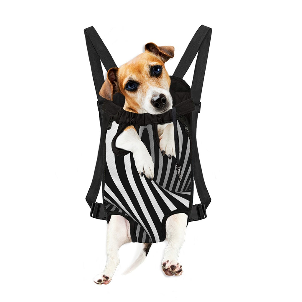 Black And White Twist Illusion Print Pet Carrier Backpack