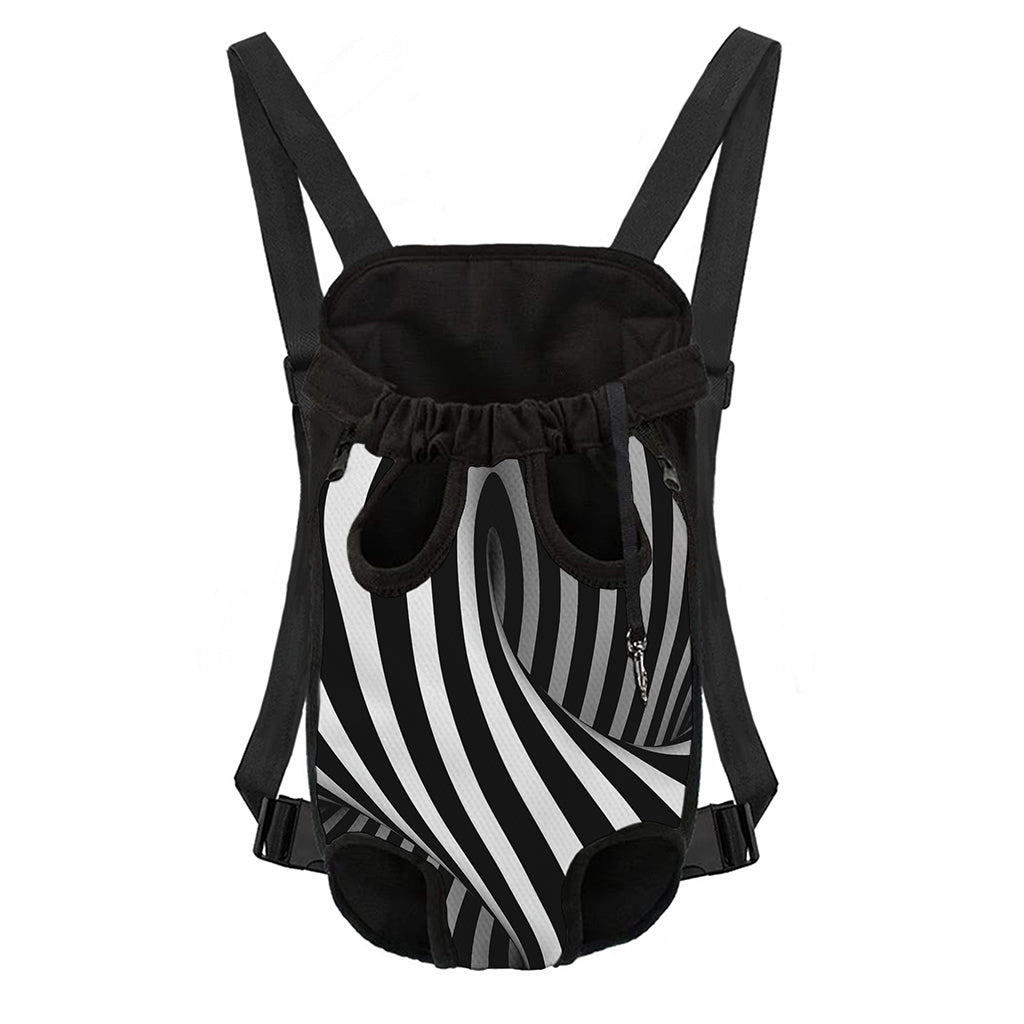 Black And White Twist Illusion Print Pet Carrier Backpack