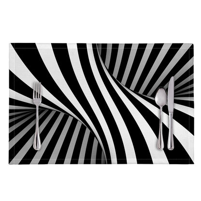 Black And White Twist Illusion Print Placemat