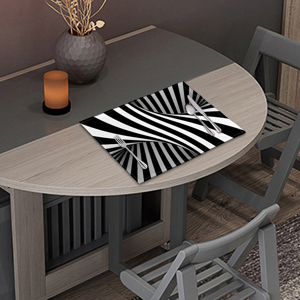 Black And White Twist Illusion Print Placemat