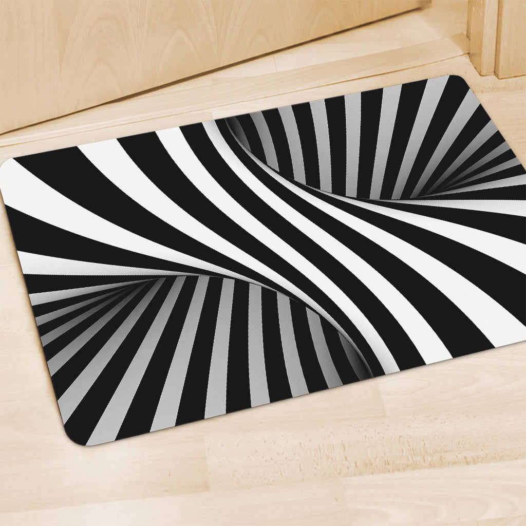 Black And White Twist Illusion Print Polyester Doormat