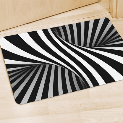 Black And White Twist Illusion Print Polyester Doormat