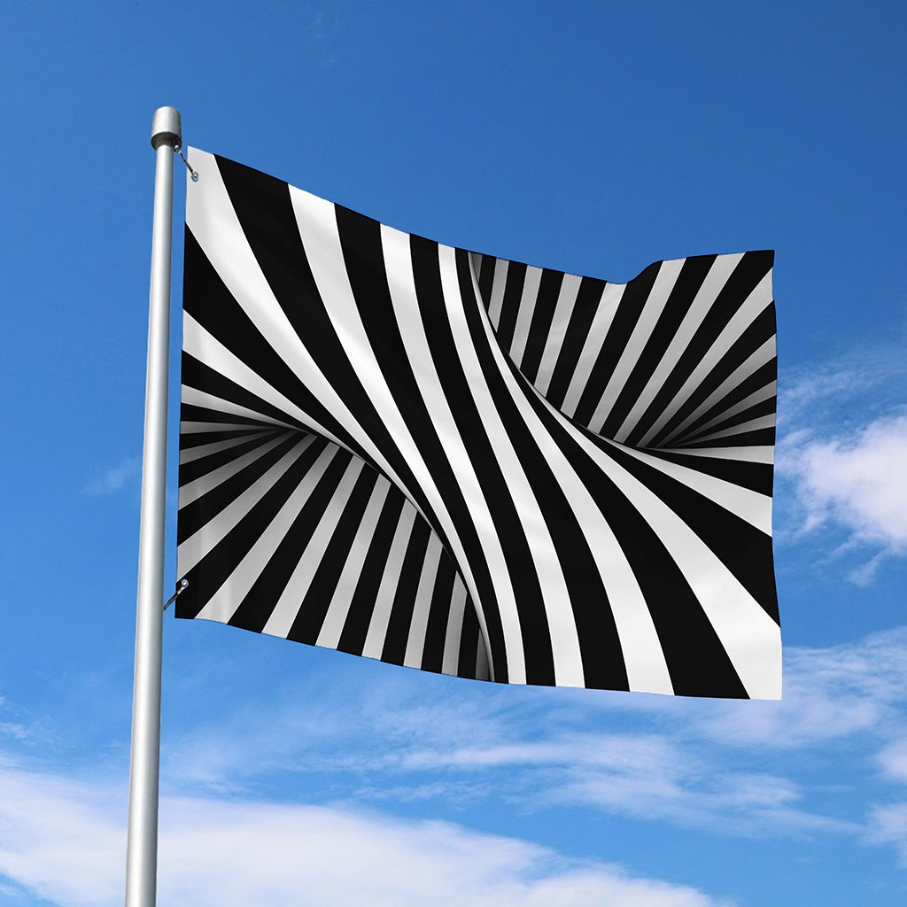 Black And White Twist Illusion Print Polyester Flag