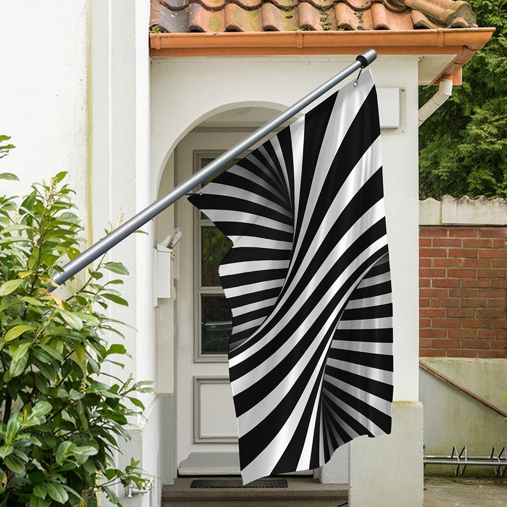 Black And White Twist Illusion Print Polyester Flag