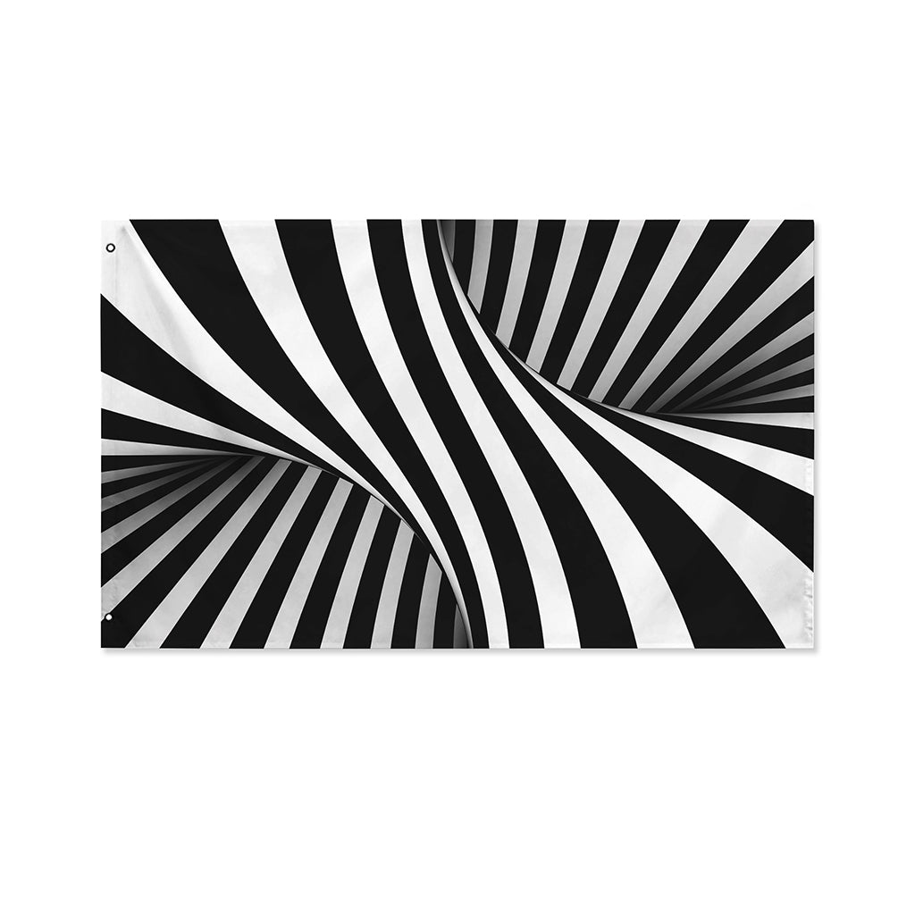 Black And White Twist Illusion Print Polyester Flag