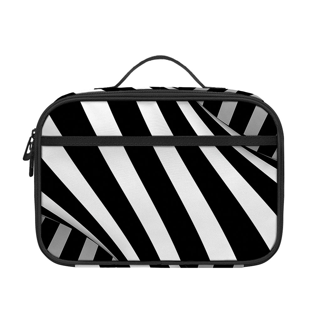 Black And White Twist Illusion Print Portable Lunch Bag