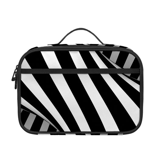 Black And White Twist Illusion Print Portable Lunch Bag