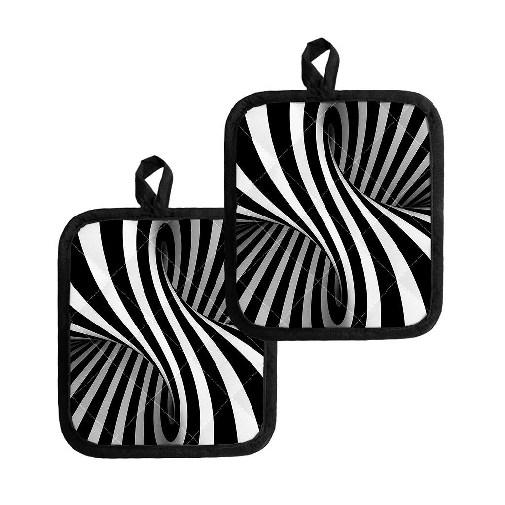 Black And White Twist Illusion Print Pot Holders