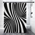 Black And White Twist Illusion Print Premium Shower Curtain