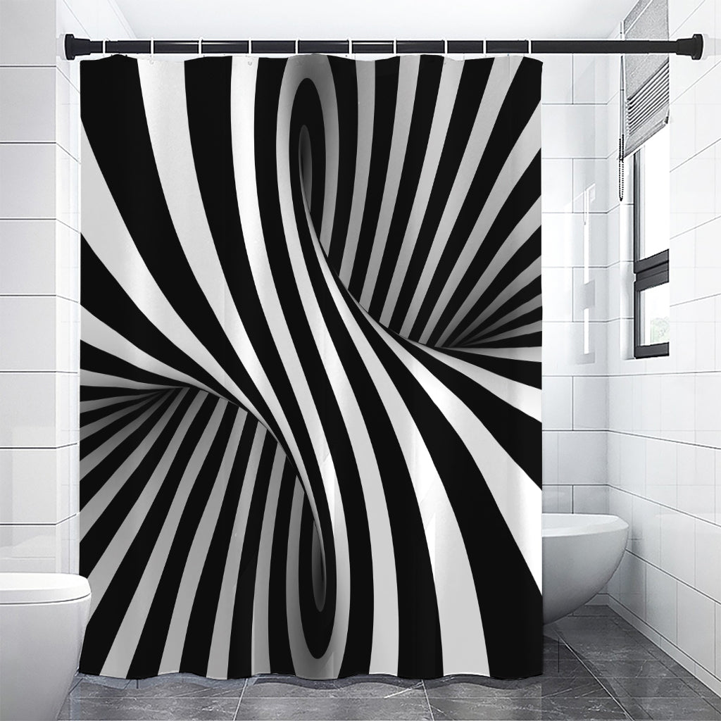 Black And White Twist Illusion Print Premium Shower Curtain