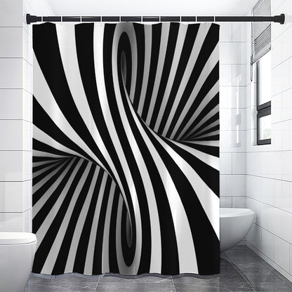 Black And White Twist Illusion Print Premium Shower Curtain