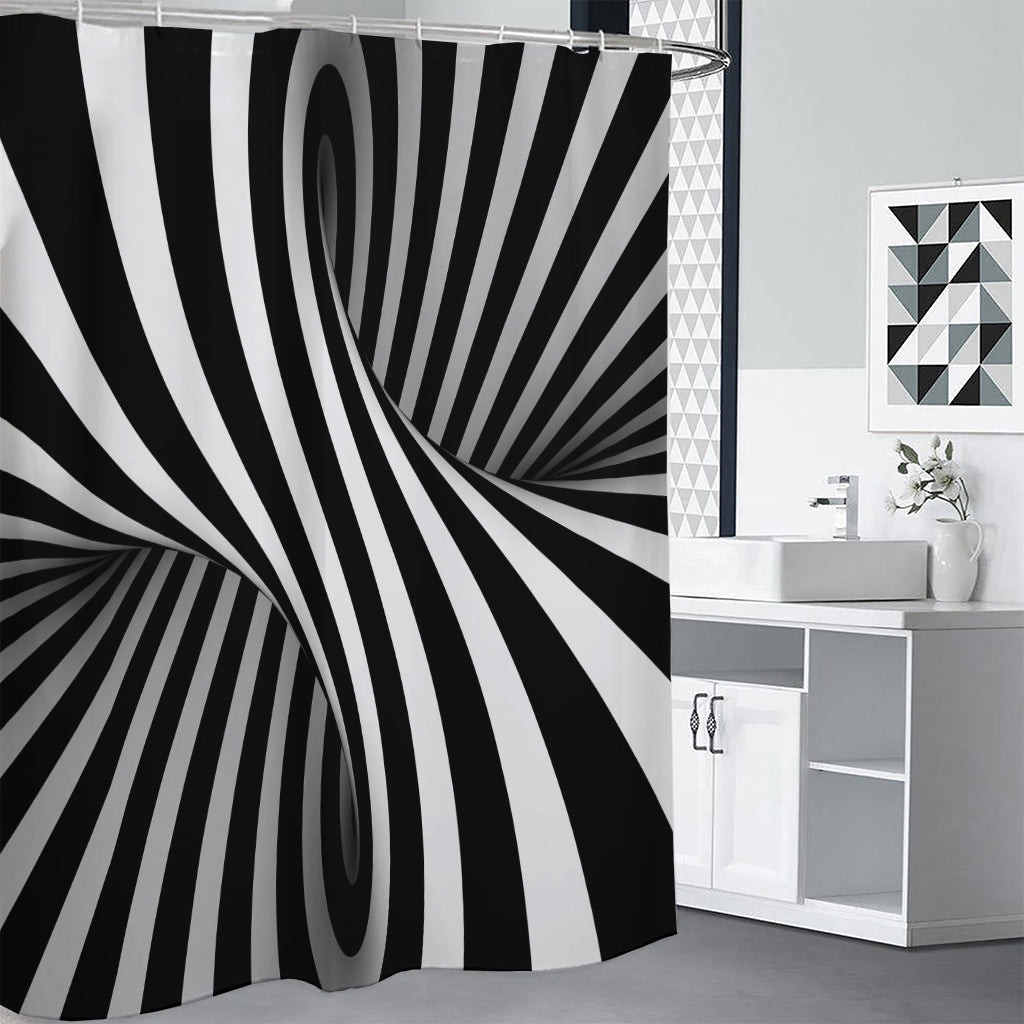 Black And White Twist Illusion Print Premium Shower Curtain