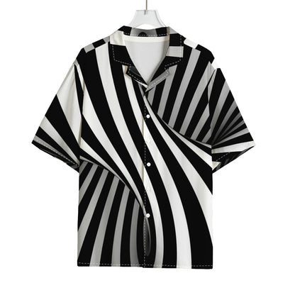 Black And White Twist Illusion Print Rayon Hawaiian Shirt