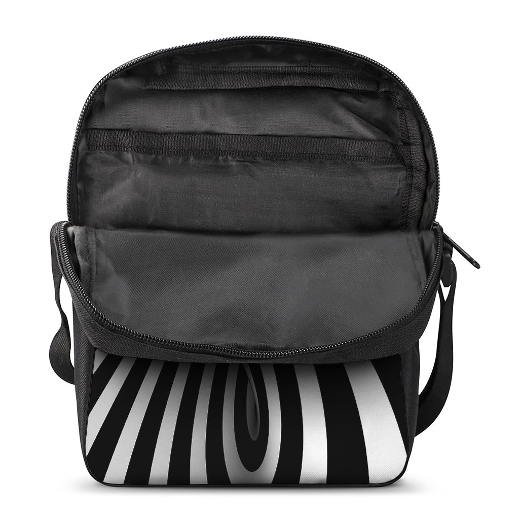 Black And White Twist Illusion Print Rectangular Crossbody Bag