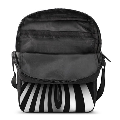 Black And White Twist Illusion Print Rectangular Crossbody Bag