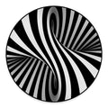 Black And White Twist Illusion Print Round Floor Mat