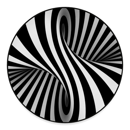 Black And White Twist Illusion Print Round Floor Mat