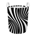 Black And White Twist Illusion Print Round Laundry Basket