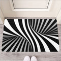 Black And White Twist Illusion Print Rubber Doormat