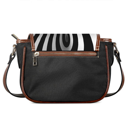 Black And White Twist Illusion Print Saddle Bag