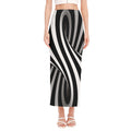 Black And White Twist Illusion Print Side Slit Maxi Skirt