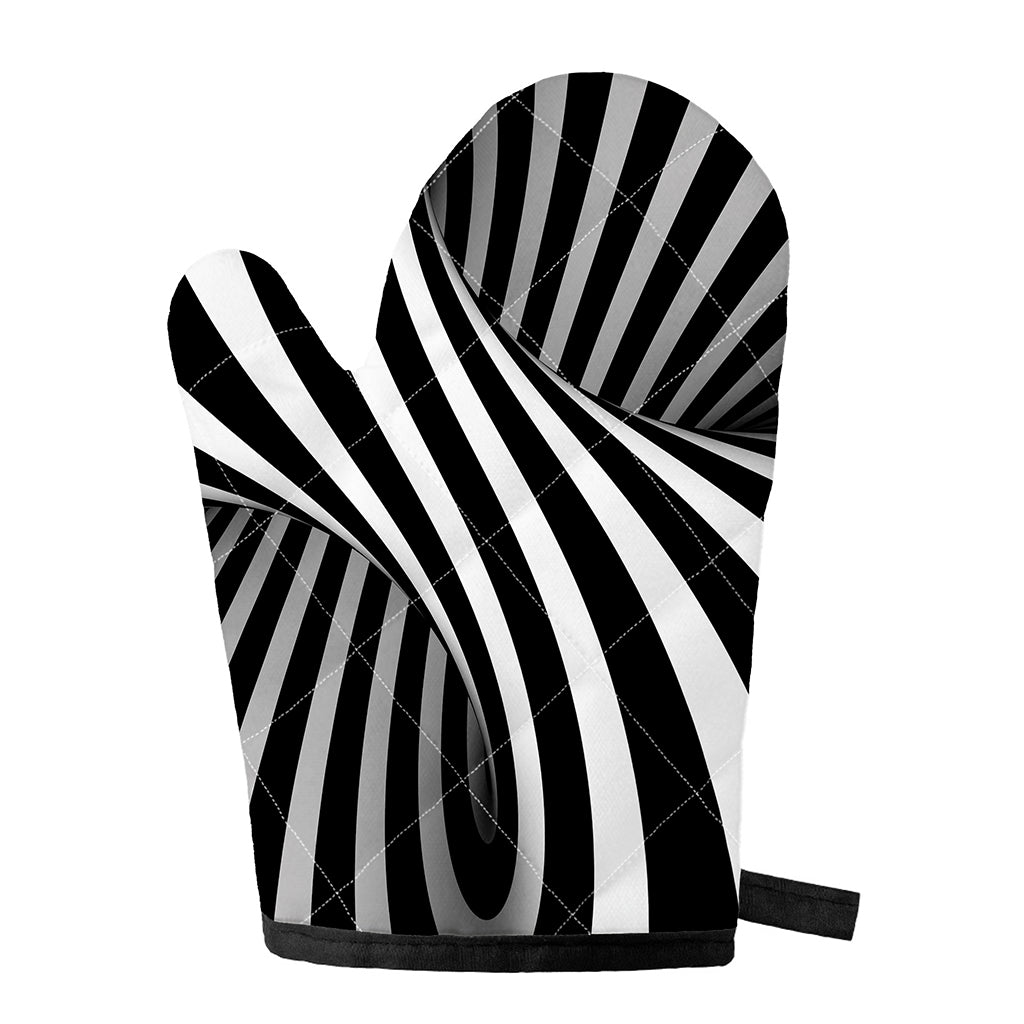Black And White Twist Illusion Print Single Oven Mitt