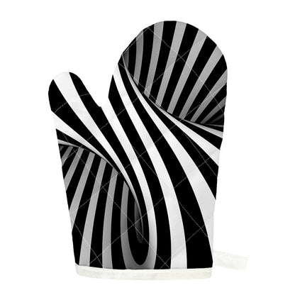 Black And White Twist Illusion Print Single Oven Mitt
