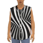 Black And White Twist Illusion Print Sleeveless Baseball Jersey