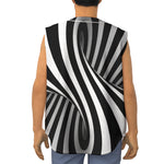 Black And White Twist Illusion Print Sleeveless Baseball Jersey