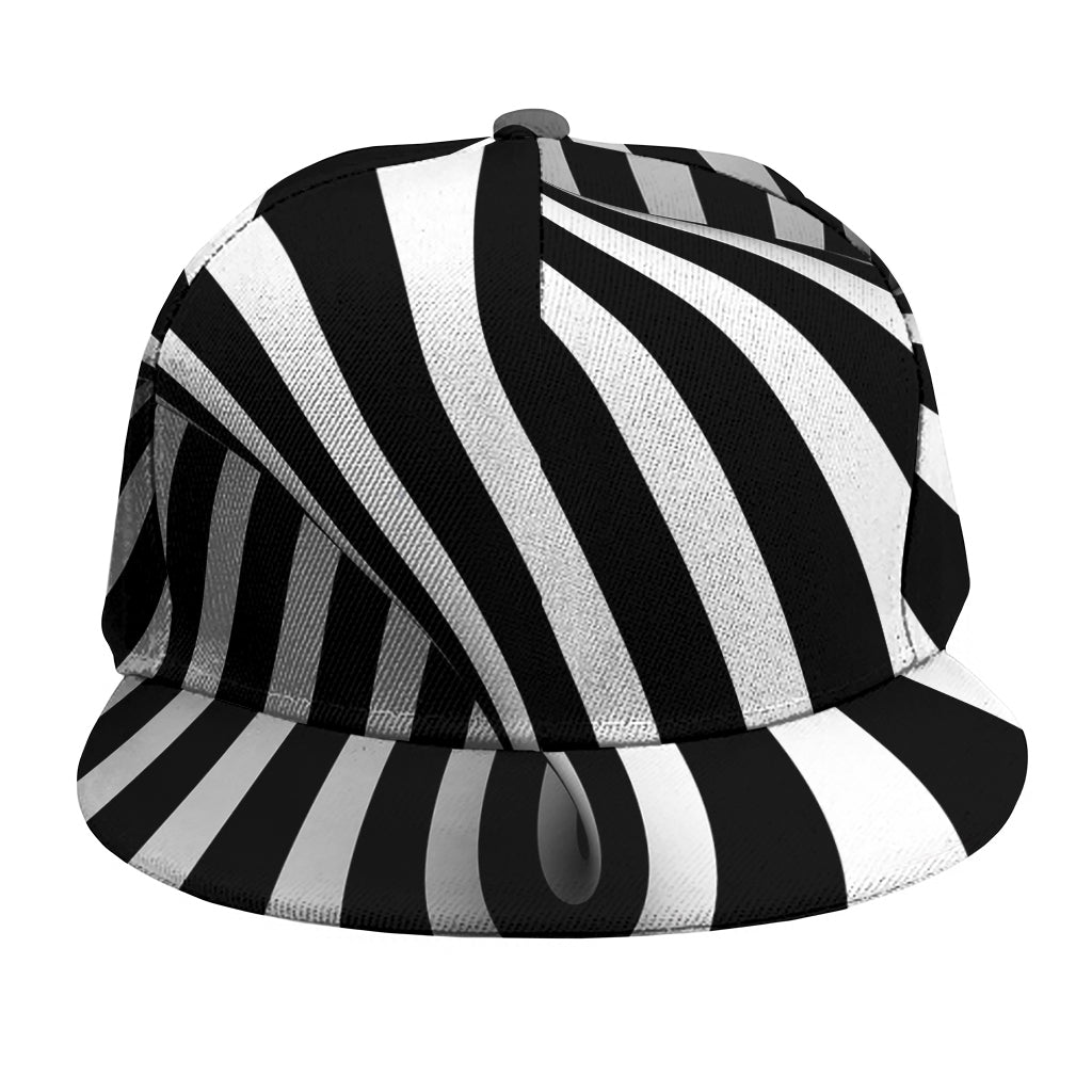 Black And White Twist Illusion Print Snapback Cap