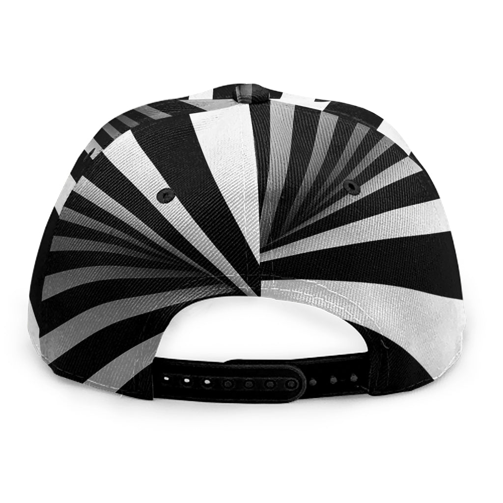 Black And White Twist Illusion Print Snapback Cap