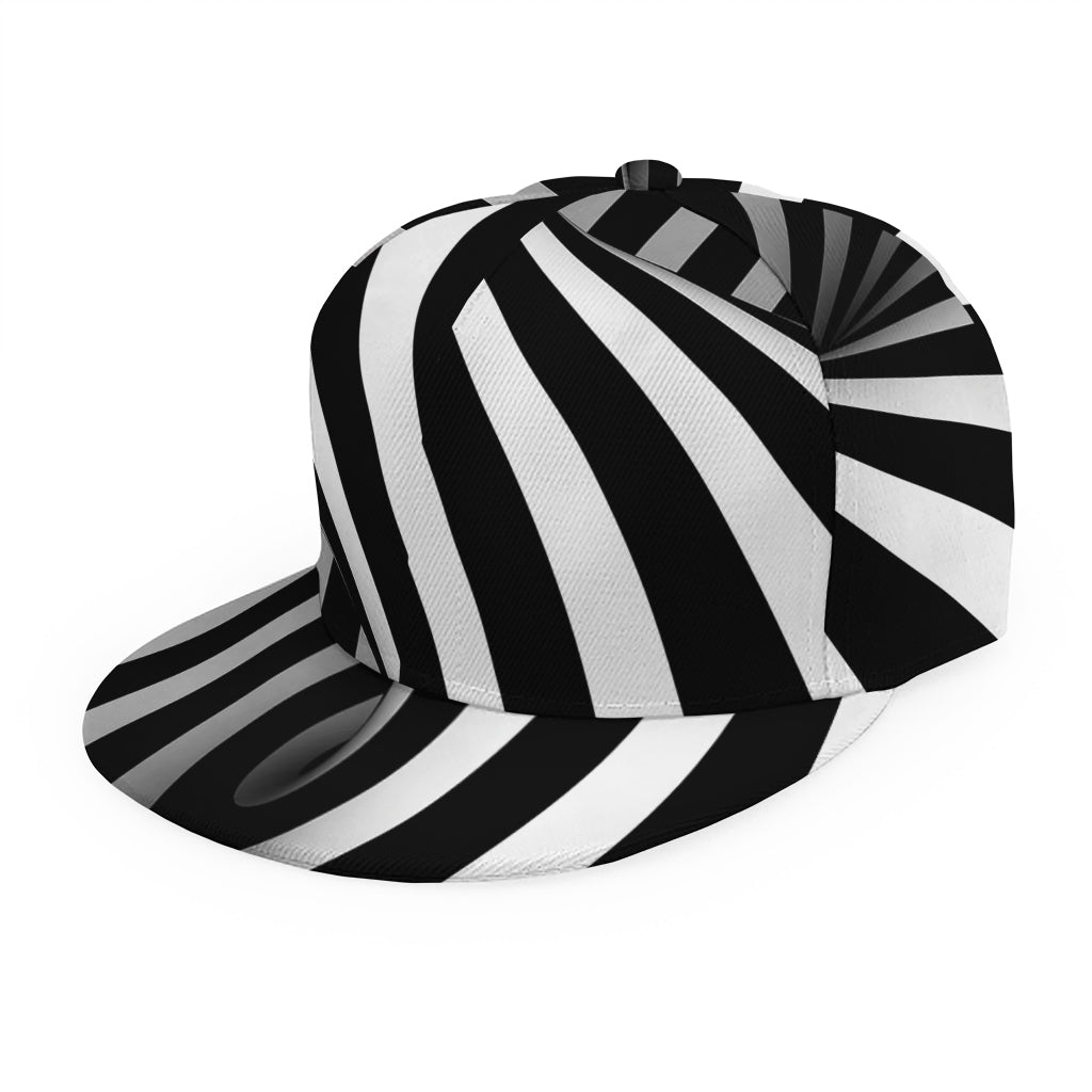 Black And White Twist Illusion Print Snapback Cap