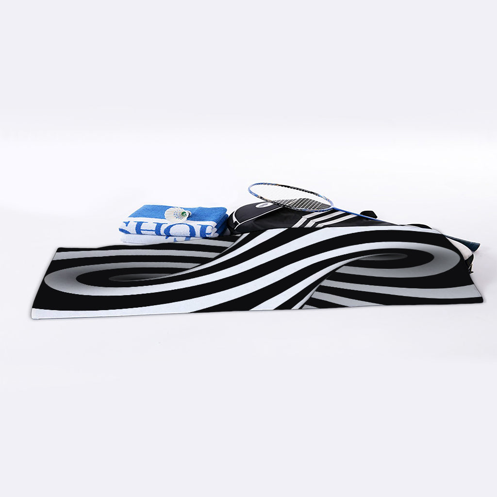 Black And White Twist Illusion Print Sports Towel