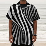 Black And White Twist Illusion Print Textured Short Sleeve Shirt