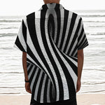 Black And White Twist Illusion Print Textured Short Sleeve Shirt