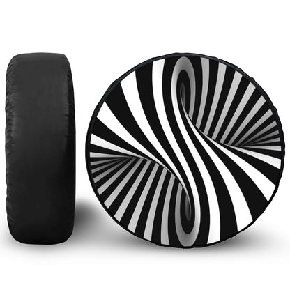 Black And White Twist Illusion Print Tire Cover