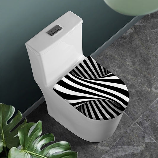 Black And White Twist Illusion Print Toilet Lid Cover