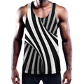 Black And White Twist Illusion Print Men's Workout Tank Top