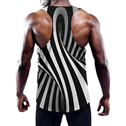Black And White Twist Illusion Print Training Tank Top