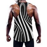 Black And White Twist Illusion Print Training Tank Top